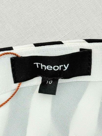 Pre - loved THEORY Black & White Size US 10 Knee Length Skirt at Reems Closet