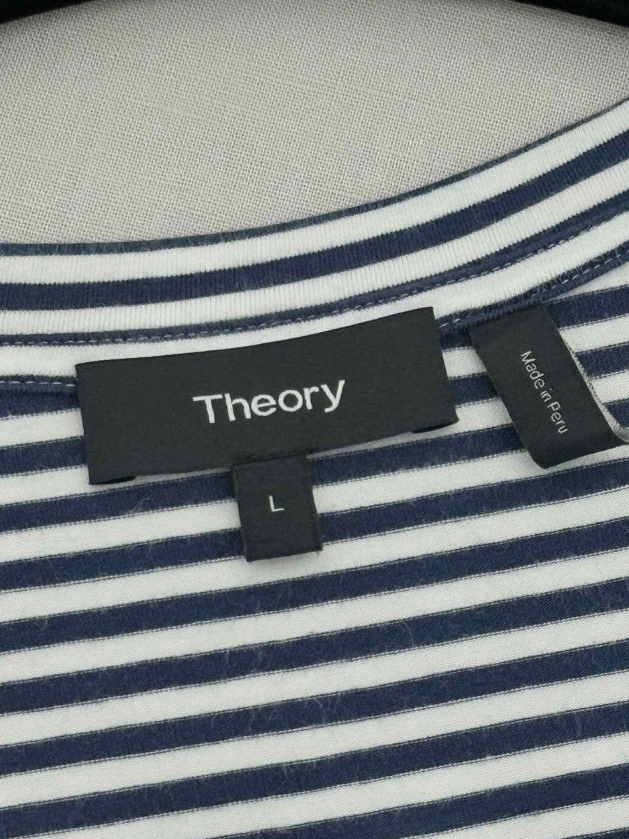 Pre - loved THEORY Blue & White Striped Size Large Tank Top at Reems Closet