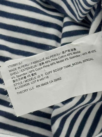 Pre - loved THEORY Blue & White Striped Size Large Tank Top at Reems Closet