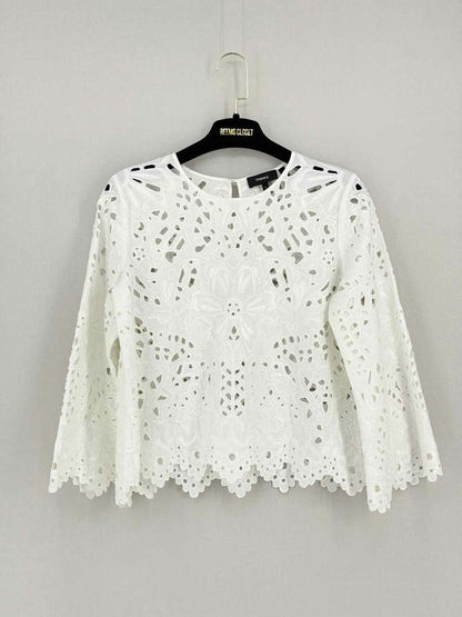 Pre - loved THEORY Brizabela White Eyelet Size Small Top at Reems Closet