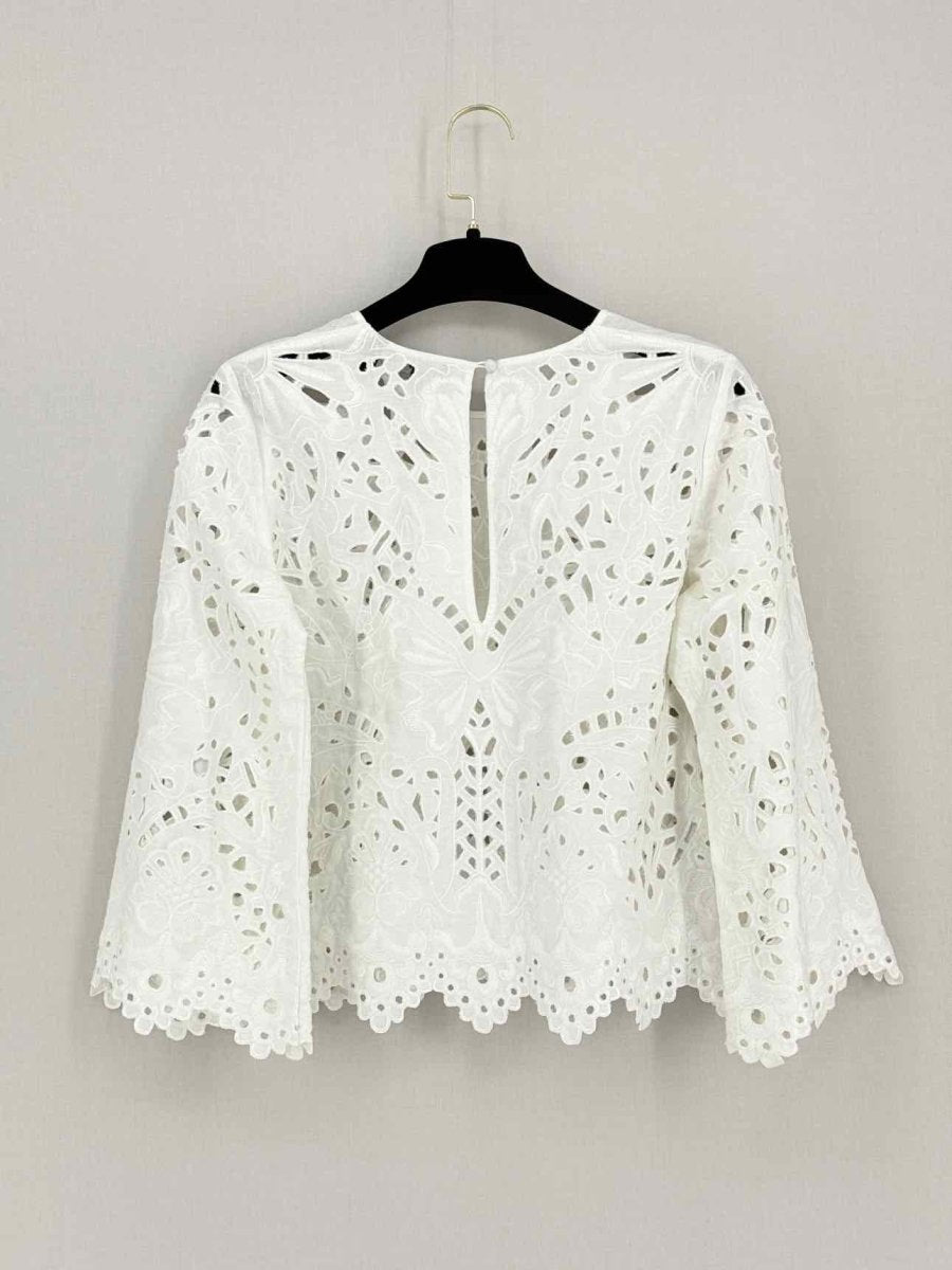 Pre - loved THEORY Brizabela White Eyelet Size Small Top at Reems Closet