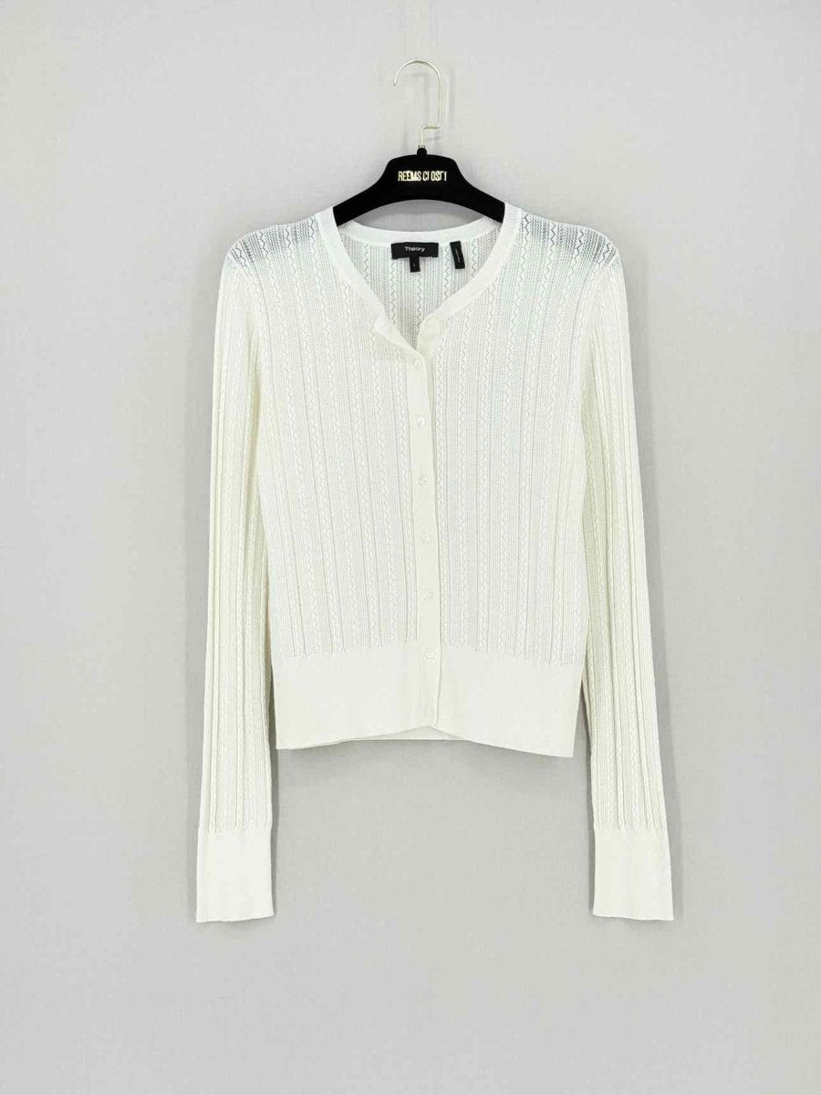 Pre - loved THEORY Cream Size Large Cardigan at Reems Closet