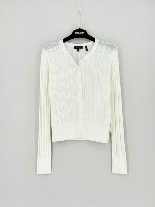 Pre - loved THEORY Cream Size Large Cardigan at Reems Closet