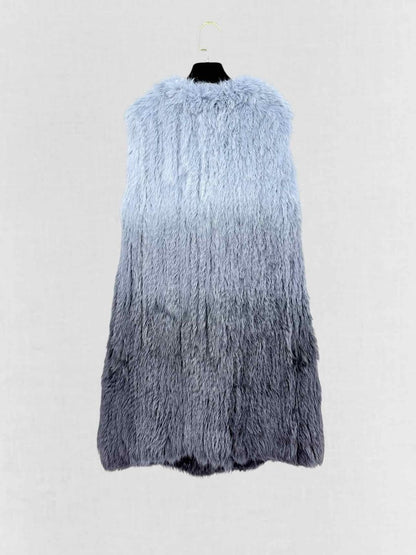 Pre - loved THEORY Fur Blue & Grey Ombre Size Small Gilet at Reems Closet