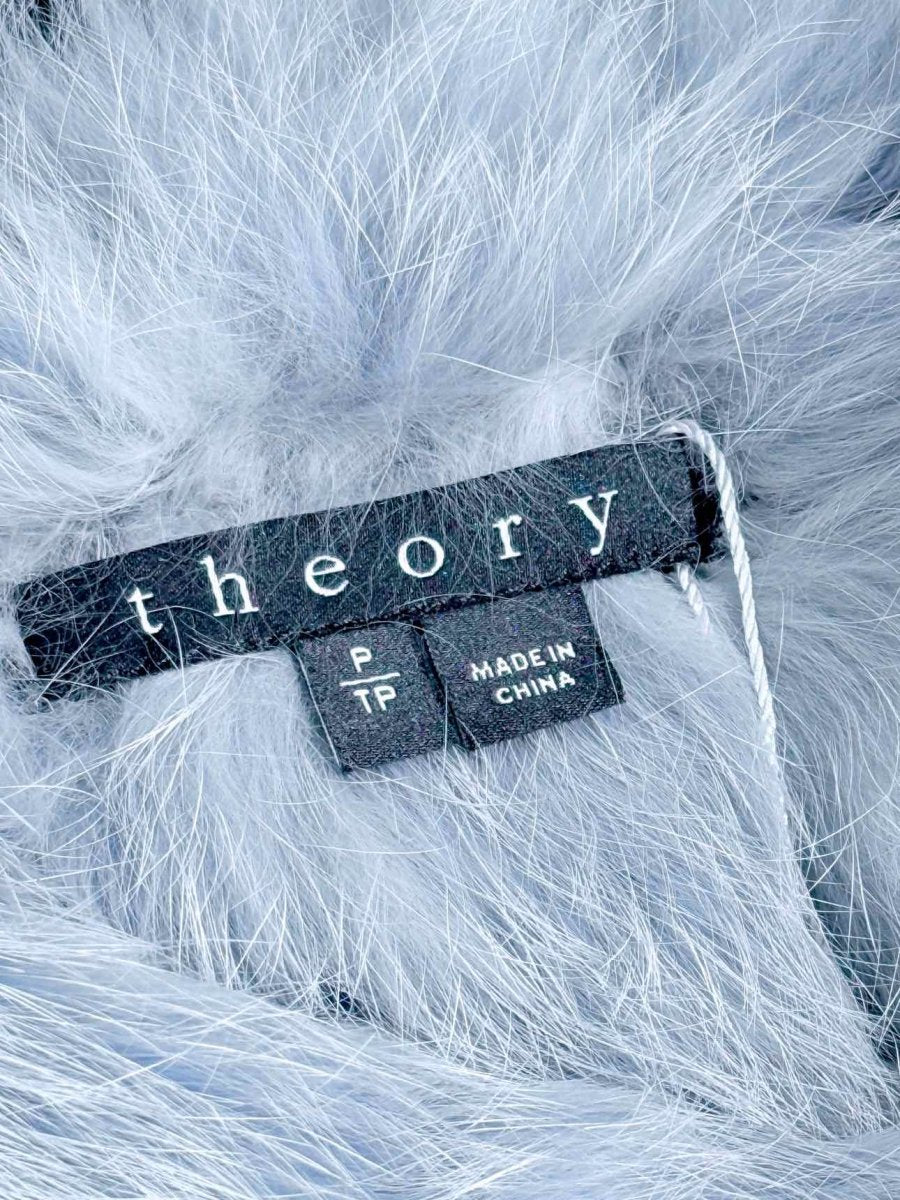 Pre - loved THEORY Fur Blue & Grey Ombre Size Small Gilet at Reems Closet