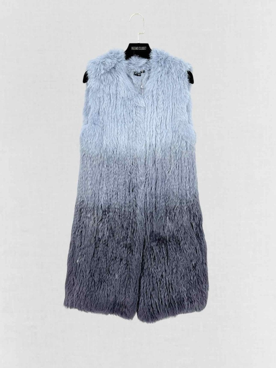 Pre - loved THEORY Fur Blue & Grey Ombre Size Small Gilet at Reems Closet