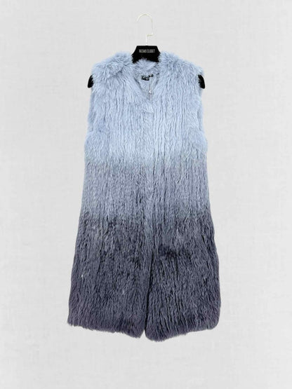 Pre - loved THEORY Fur Blue & Grey Ombre Size Small Gilet at Reems Closet