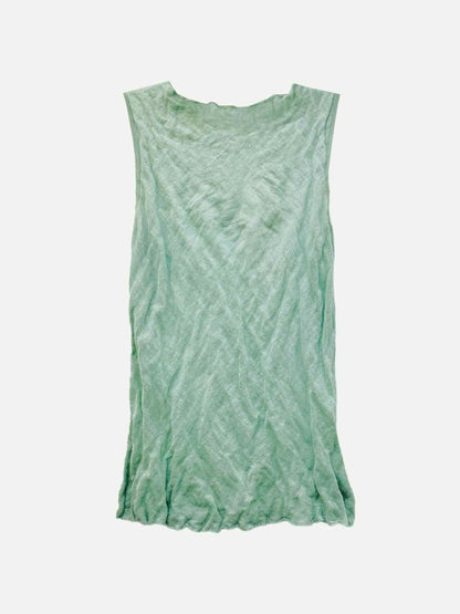 Pre - loved THEORY Green Crinkle Shell Top at Reems Closet