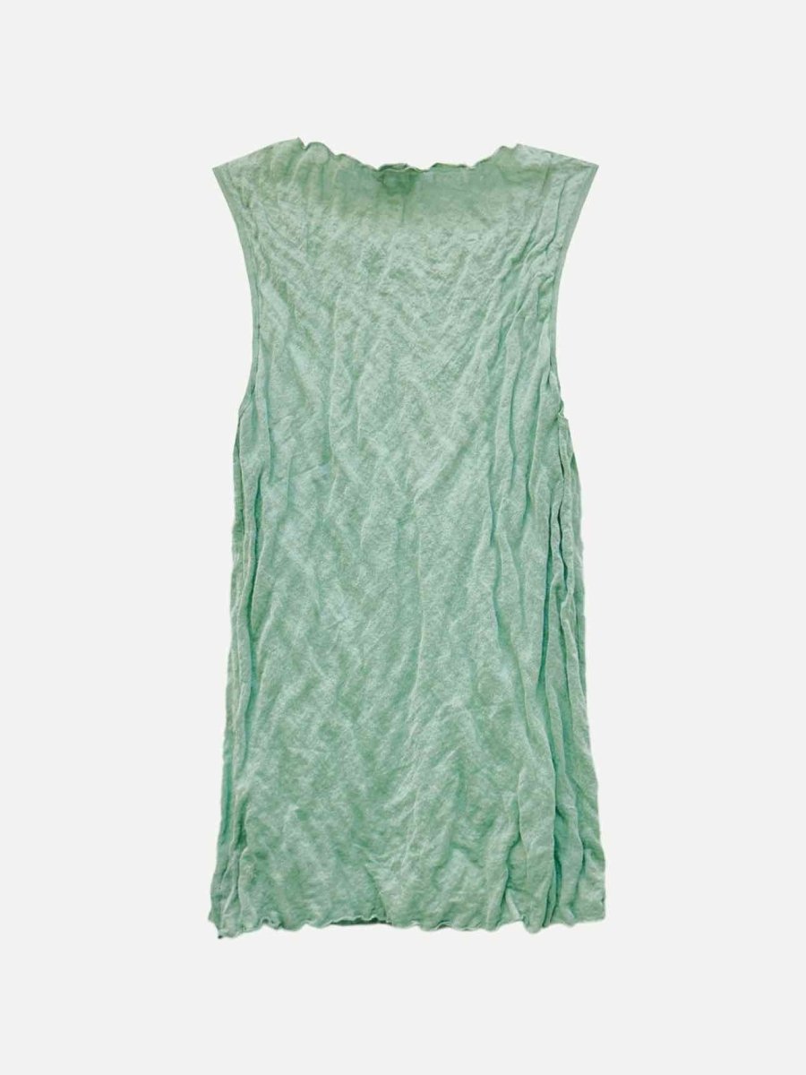 Pre - loved THEORY Green Crinkle Shell Top at Reems Closet