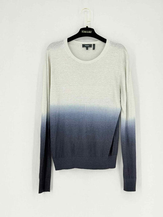 Pre - loved THEORY Grey & Blue Ombre Size Large Jumper at Reems Closet