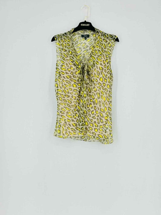 Pre - loved THEORY Leopard Crinkle Beige & Yellow Top at Reems Closet