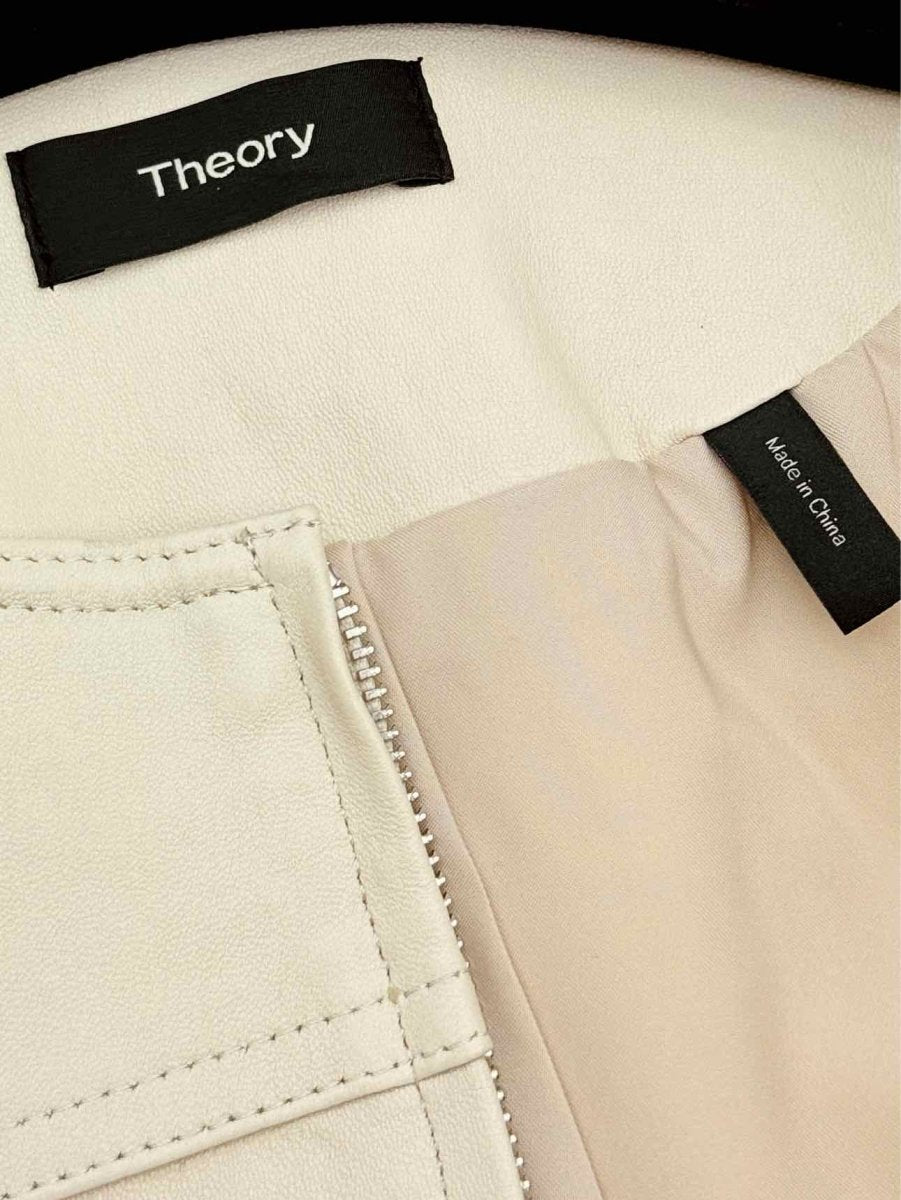 Pre - loved THEORY Moto Beige Size Large Jacket at Reems Closet