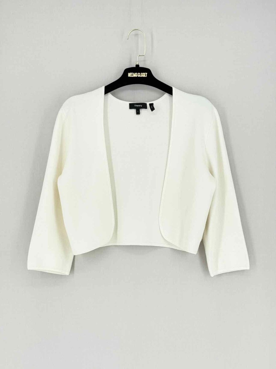 Pre - loved THEORY Open Off - white Size Large Cardigan at Reems Closet