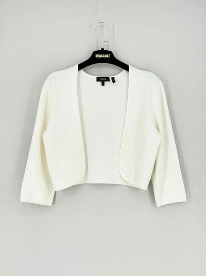 Pre - loved THEORY Open Off - white Size Large Cardigan at Reems Closet