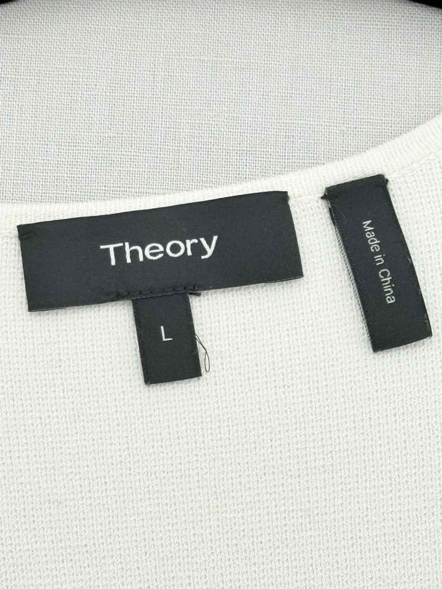 Pre - loved THEORY Open Off - white Size Large Cardigan at Reems Closet