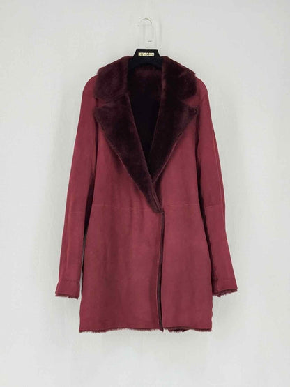 Pre - loved THEORY Reversible Burgundy Size Large Coat at Reems Closet