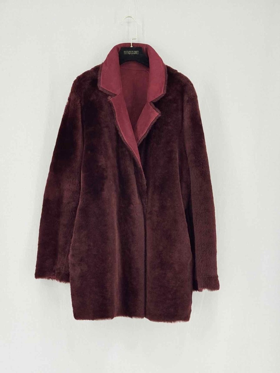 Pre - loved THEORY Reversible Burgundy Size Large Coat at Reems Closet