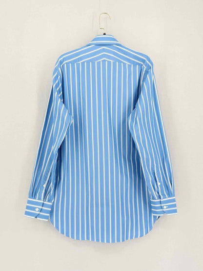 Pre-loved THOMAS PINK Blue & White Striped Size Medium Shirt at Reems Closet