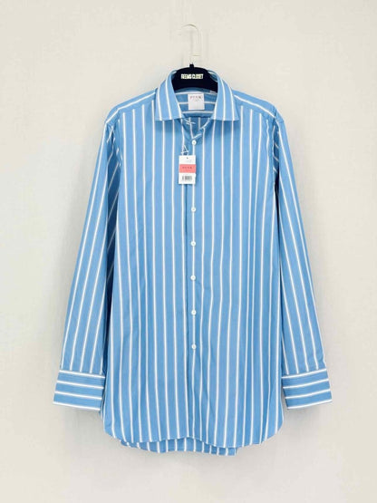 Pre-loved THOMAS PINK Blue & White Striped Size Medium Shirt at Reems Closet