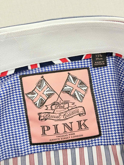 Pre-loved THOMAS PINK White Multicolor Striped Size Medium Shirt at Reems Closet