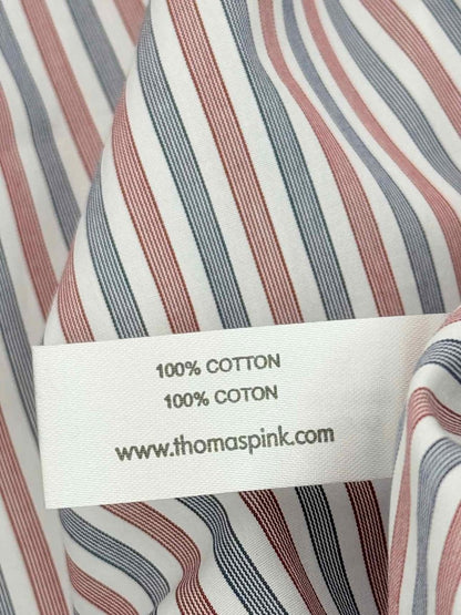 Pre-loved THOMAS PINK White Multicolor Striped Size Medium Shirt at Reems Closet