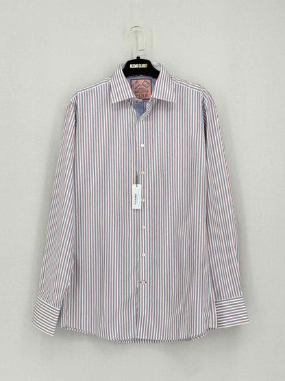 Pre-loved THOMAS PINK White Multicolor Striped Size Medium Shirt at Reems Closet