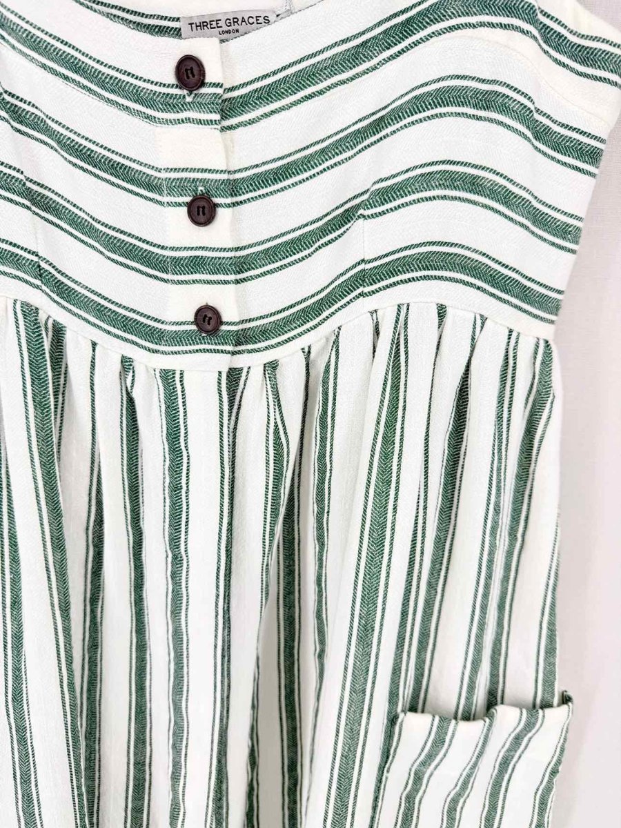 THREE GRACES LONDON Green & White Size US 8 Midi Dress - Reems Closet THREE GRACES LONDON Green & White Size US 8 Midi Dress - Reems Closet