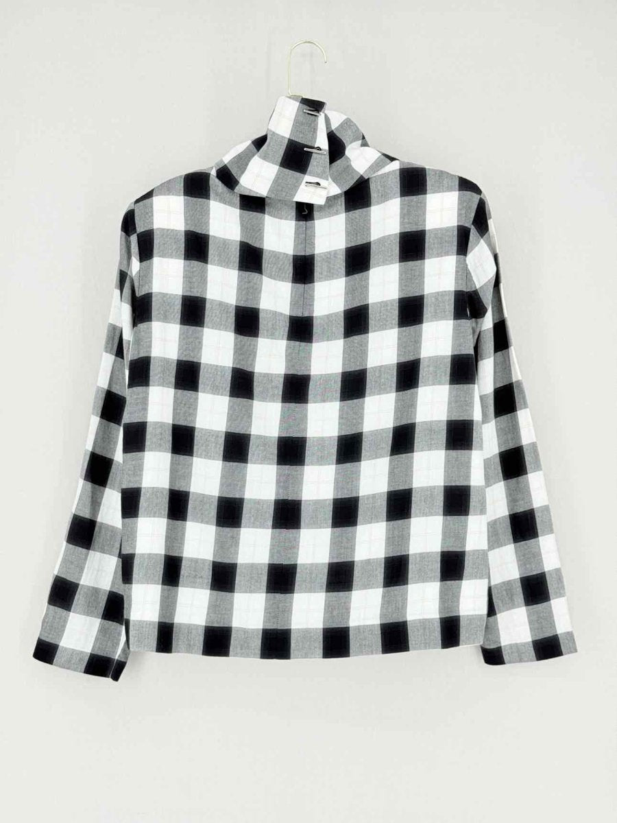 Pre - loved TIBI Mock Neck Black & White Check Size Small Top at Reems Closet