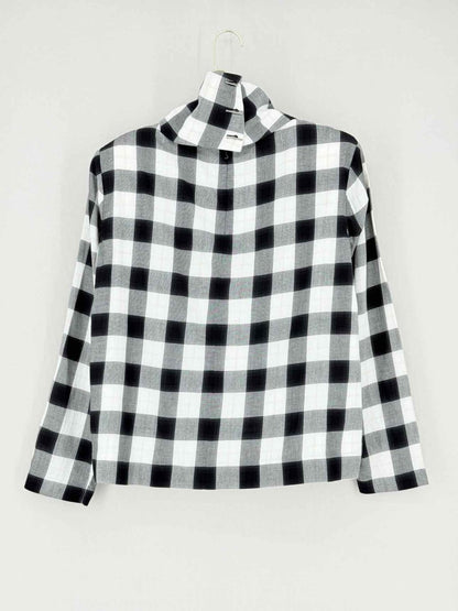 Pre - loved TIBI Mock Neck Black & White Check Size Small Top at Reems Closet