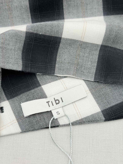Pre - loved TIBI Mock Neck Black & White Check Size Small Top at Reems Closet