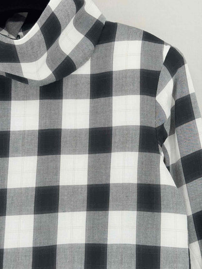 Pre - loved TIBI Mock Neck Black & White Check Size Small Top at Reems Closet