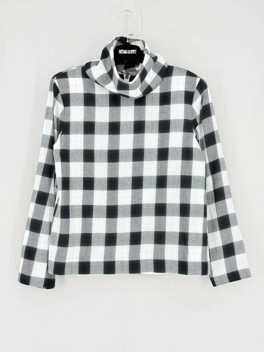 Pre - loved TIBI Mock Neck Black & White Check Size Small Top at Reems Closet