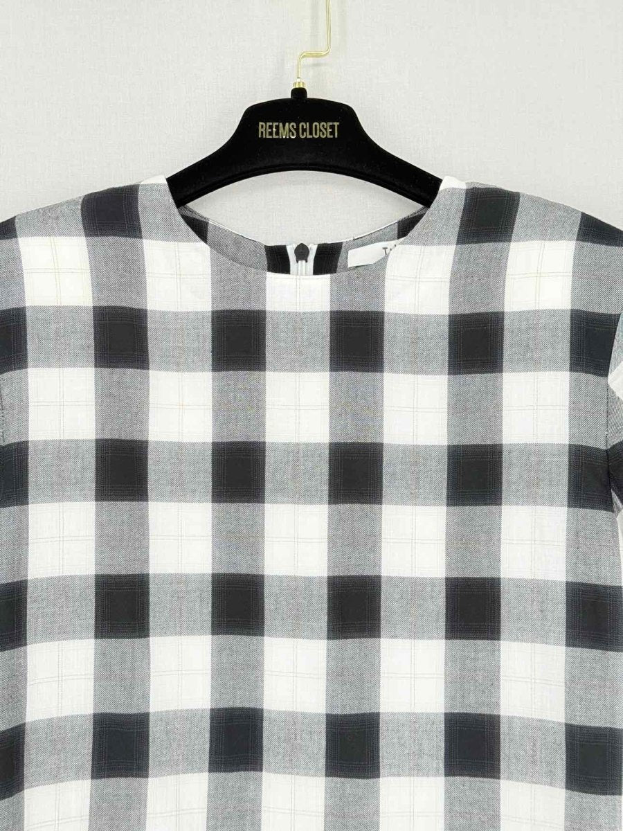 Pre - loved TIBI Mock Neck Black & White Check Size Small Top at Reems Closet