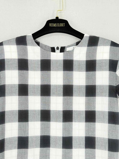 Pre - loved TIBI Mock Neck Black & White Check Size Small Top at Reems Closet