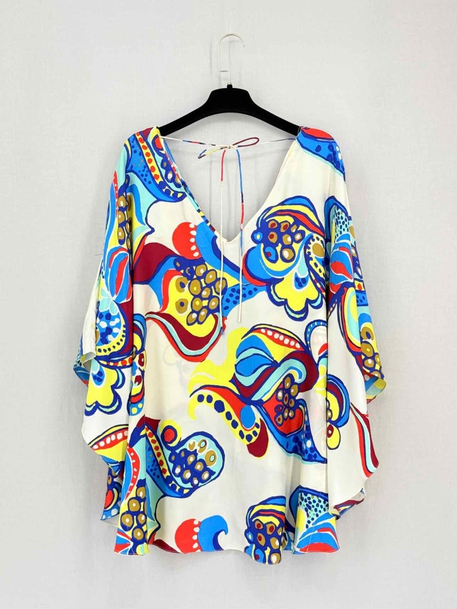 Pre-loved TIBI White Multicolor Graphic Print Size US 2 Blouse at Reems Closet