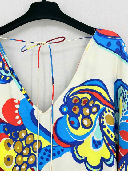 Pre-loved TIBI White Multicolor Graphic Print Size US 2 Blouse at Reems Closet
