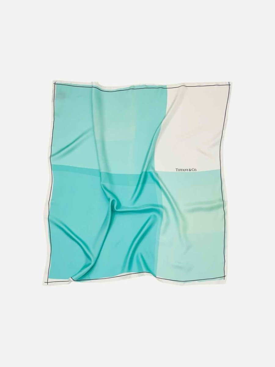 Pre - loved TIFFANY & CO Blue & White Scarf at Reems Closet