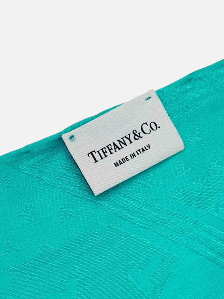 Pre - loved TIFFANY & CO Dancing T Blue Scarf at Reems Closet