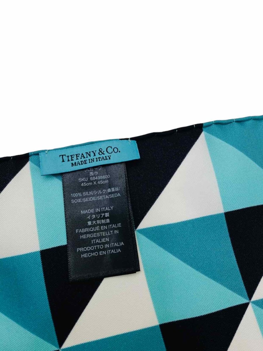 Pre - loved TIFFANY & CO Geometric Blue Multicolor Scarf at Reems Closet