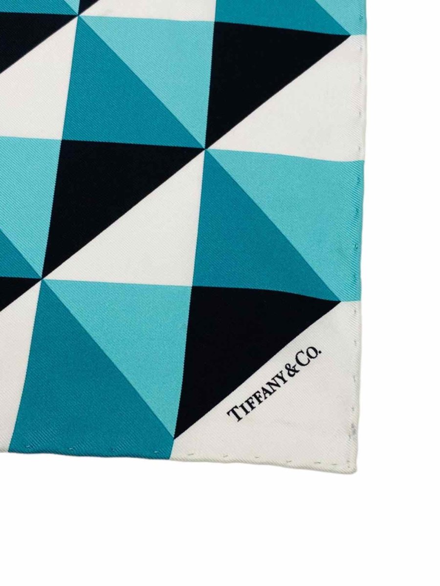 Pre - loved TIFFANY & CO Geometric Blue Multicolor Scarf at Reems Closet