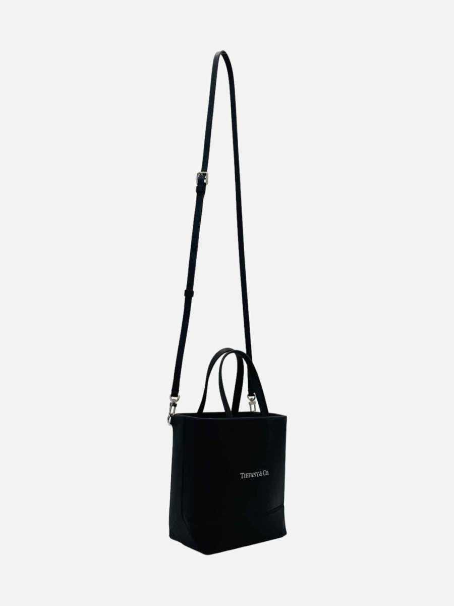 Pre - loved TIFFANY & CO Shopping Black Logo Tote Bag at Reems Closet