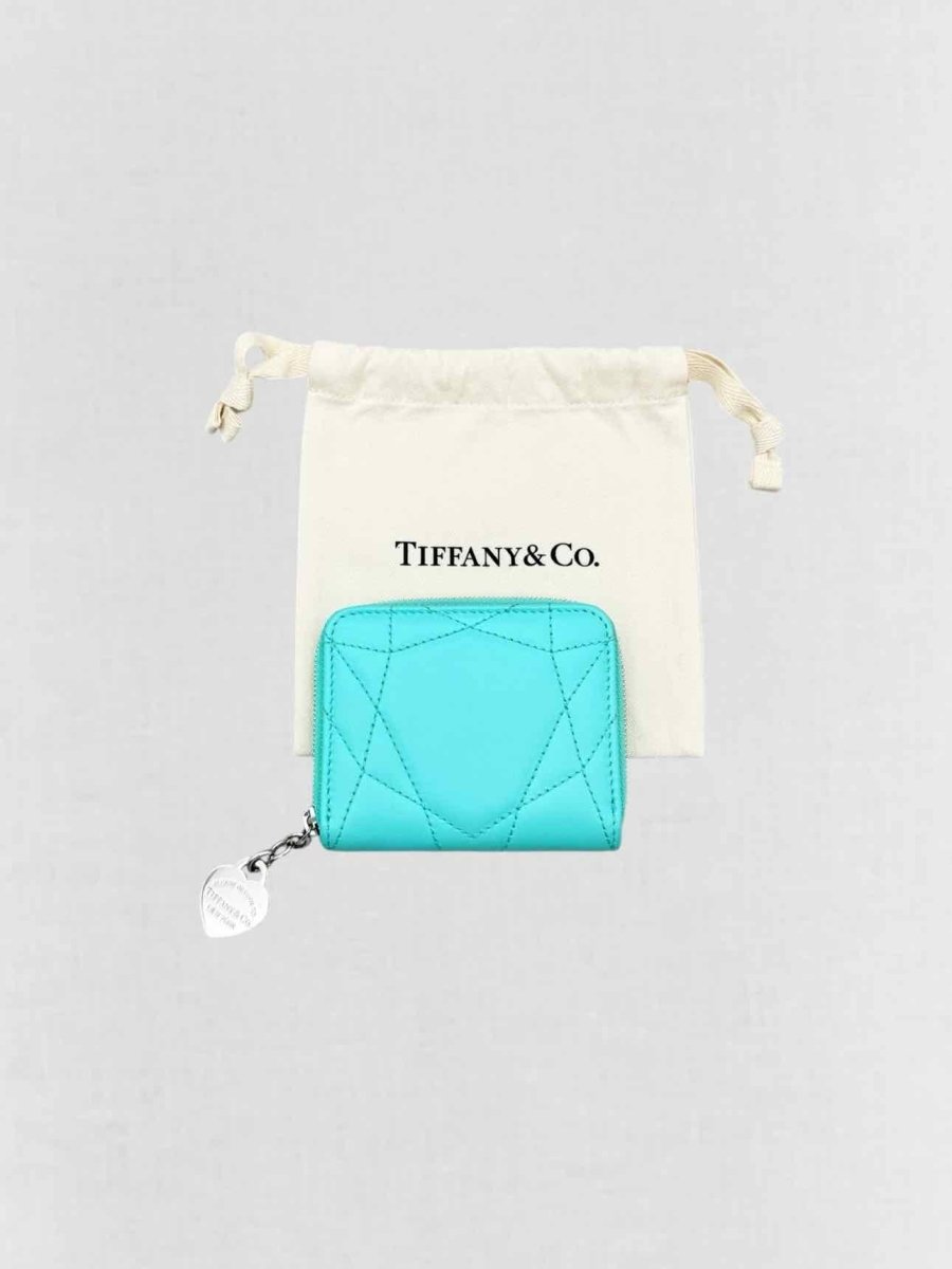 Pre - loved TIFFANY & CO Tiffany Blue Quilted Compact Wallet at Reems Closet