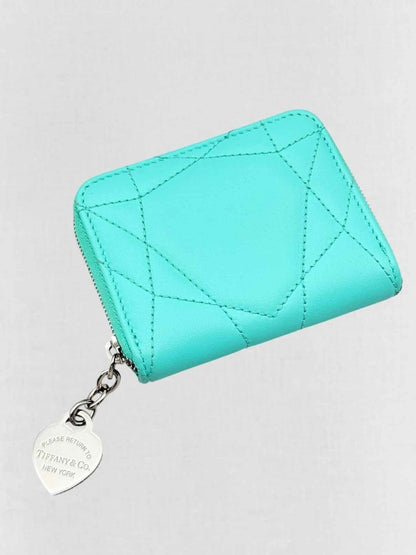 Pre - loved TIFFANY & CO Tiffany Blue Quilted Compact Wallet at Reems Closet