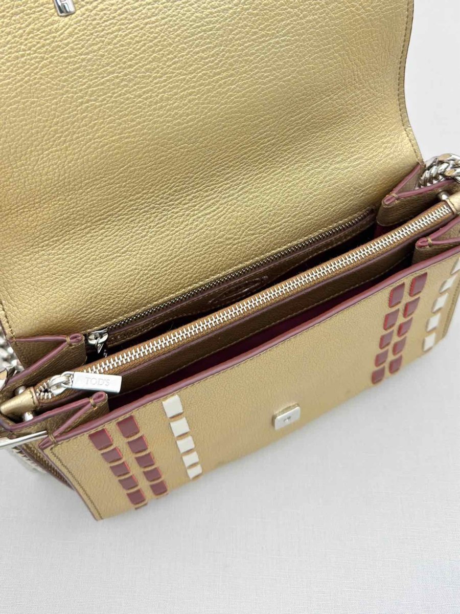 Pre-loved TOD'S Double T Metallic Gold Shoulder Bag at Reems Closet