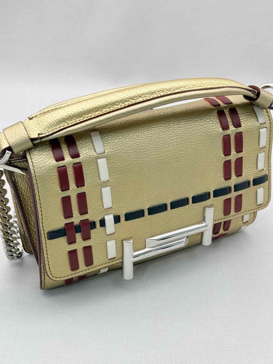 Pre-loved TOD'S Double T Metallic Gold Shoulder Bag at Reems Closet