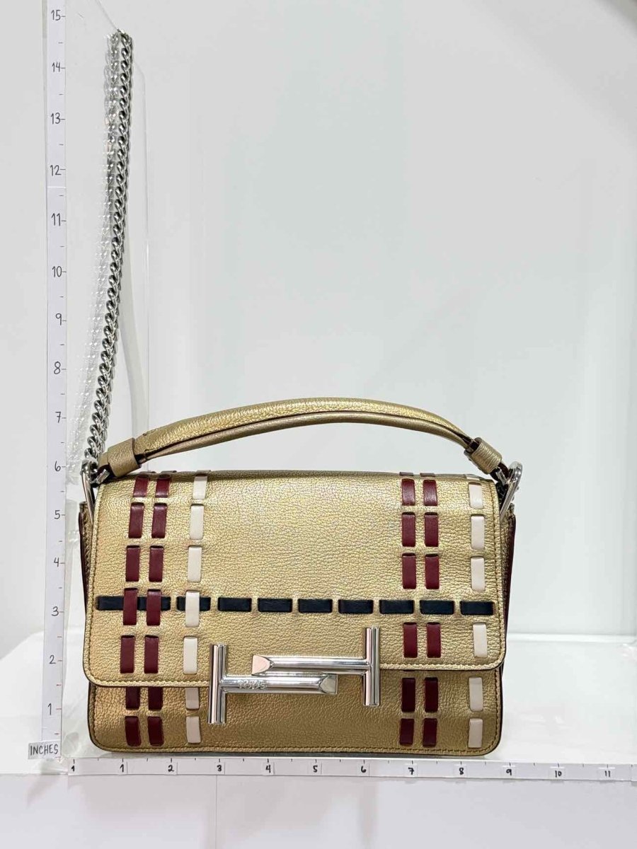 Pre-loved TOD'S Double T Metallic Gold Shoulder Bag at Reems Closet