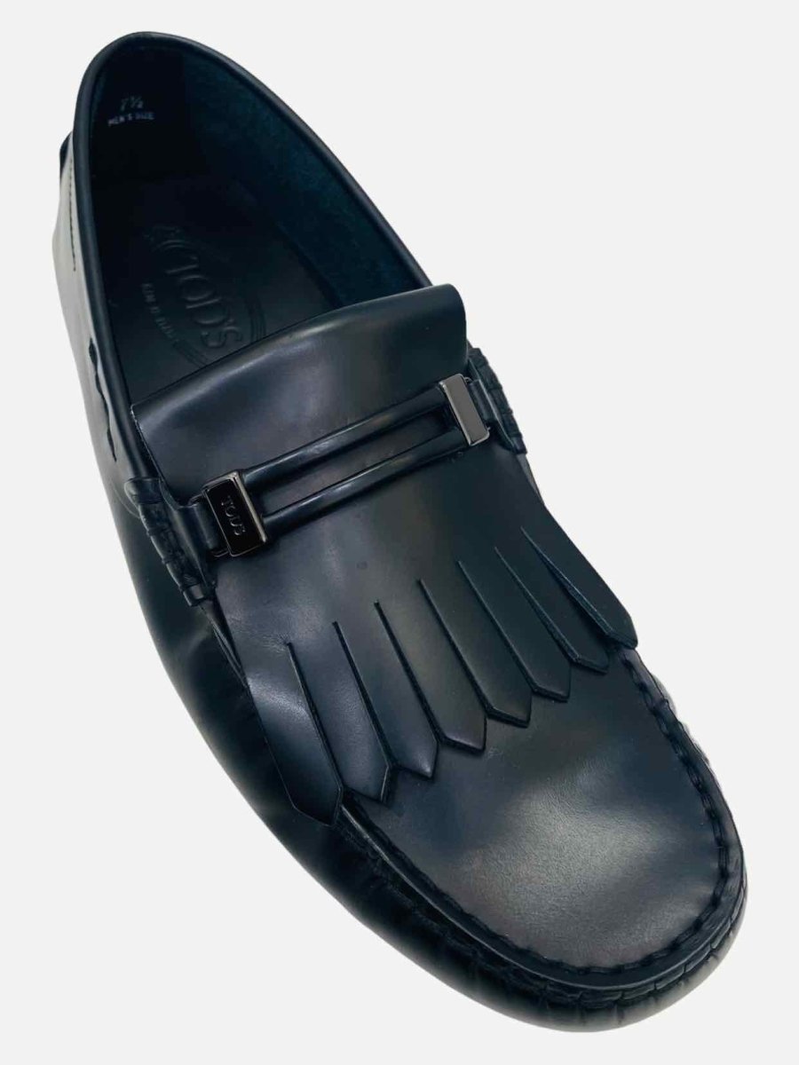 Pre - loved TOD'S Fringe Black Loafers at Reems Closet