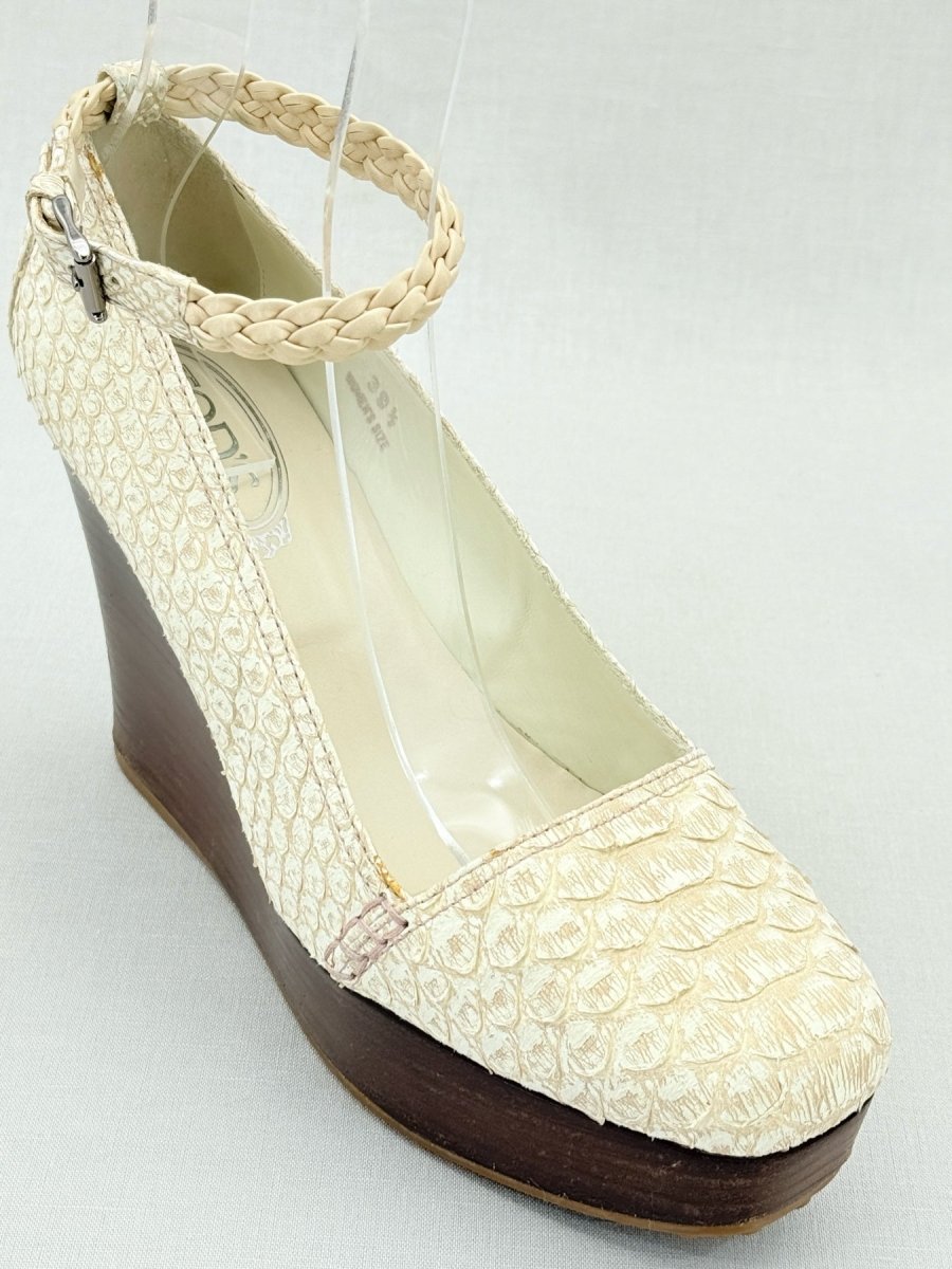 Pre - loved TOD'S Off - white Size EU 39.5 Wedges at Reems Closet
