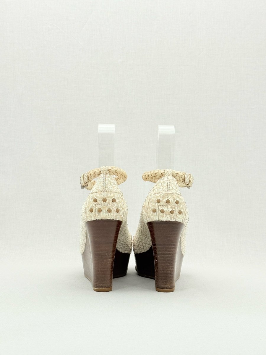 Pre - loved TOD'S Off - white Size EU 39.5 Wedges at Reems Closet