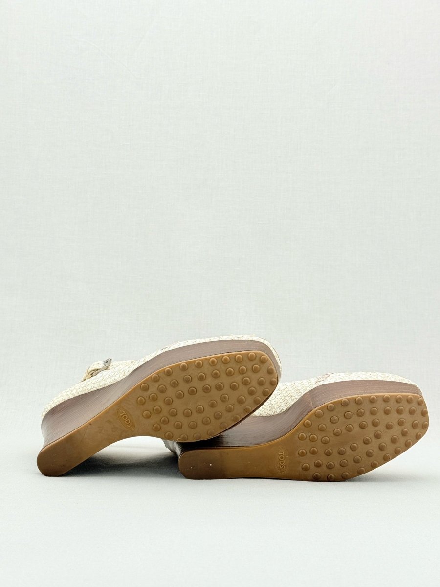 Pre - loved TOD'S Off - white Size EU 39.5 Wedges at Reems Closet